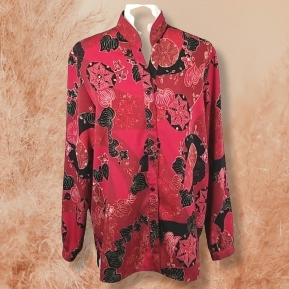 Alia Women's Blouse Size 14 Beaded and Sequin Long Sleeve Abstract Floral - Picture 1 of 9